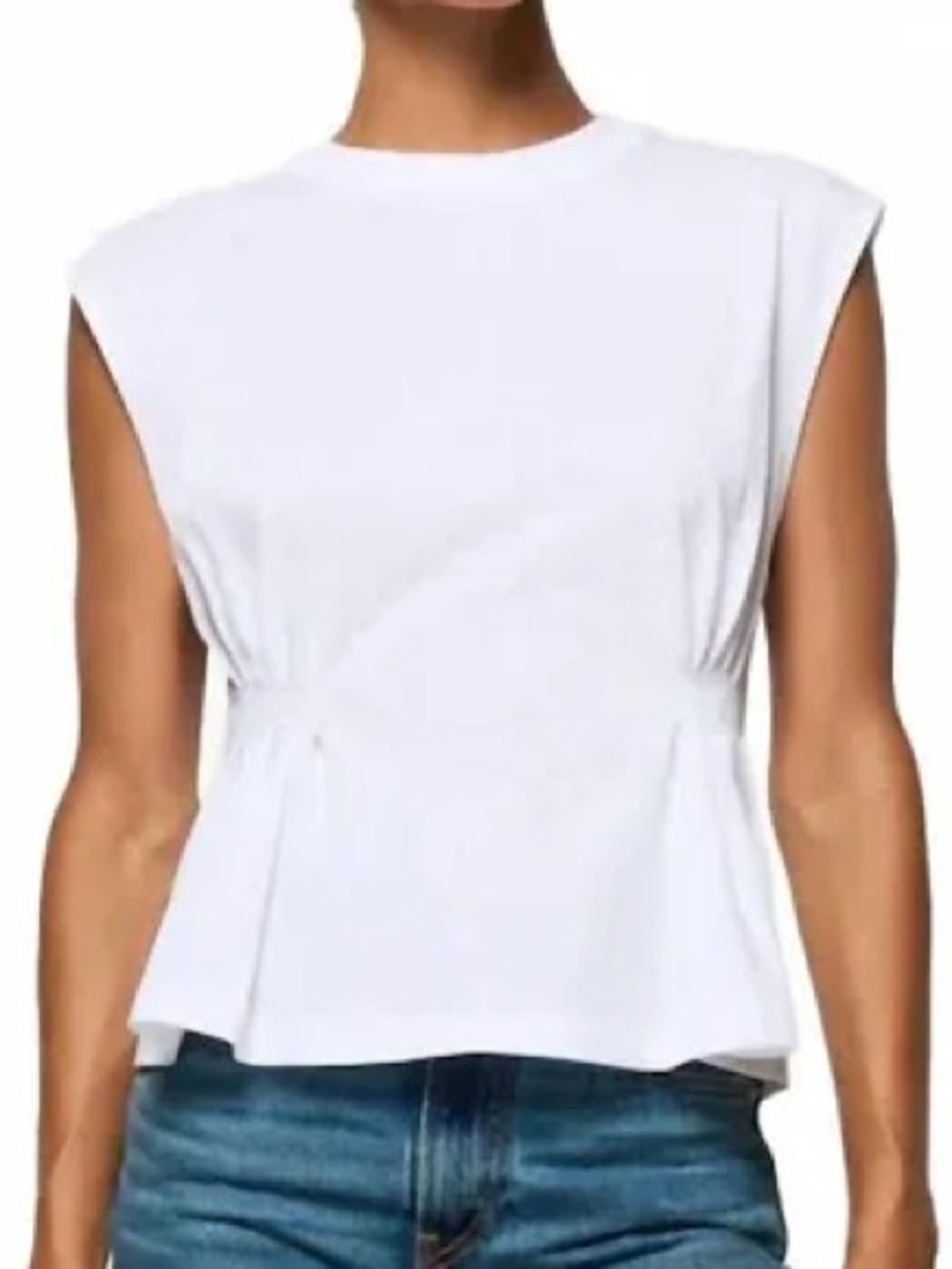 Nation Ltd size M nwot White Sleeveless Peplum Tee